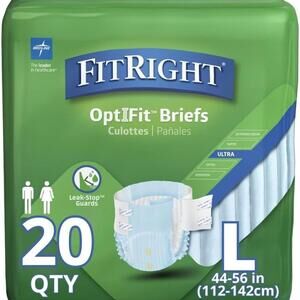 ** FitRight OptiFit Ultra Adult Briefs w/ Tabs Heavy Absorb , Large 20CT